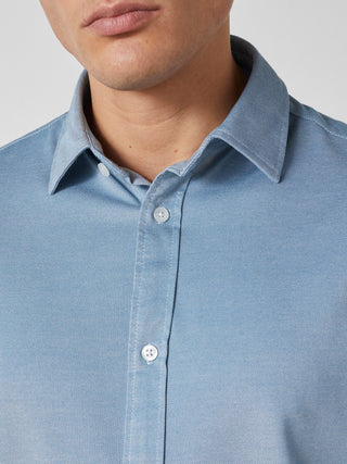 REDGREEN AMOS PIQUE SHIRT SS Shirt 4633 Blue Melange 17-4123