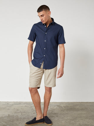 REDGREEN ASGER LINEN SHIRT SS Shirt 0682 NAVY
