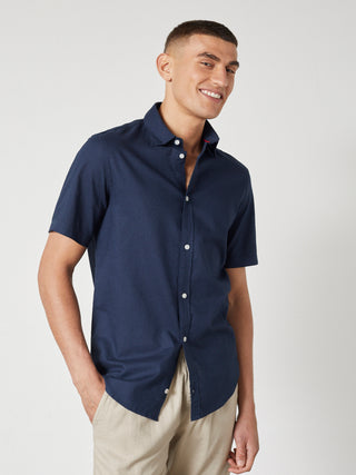 REDGREEN ASGER LINEN SHIRT SS Shirt 0682 NAVY