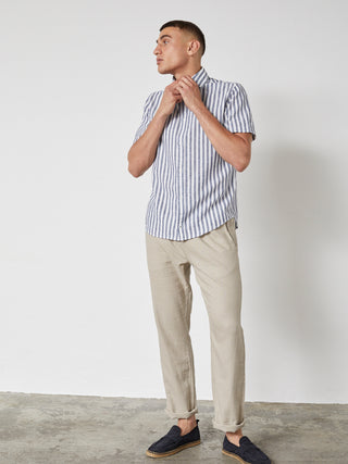 REDGREEN ASGER LINEN SHIRT SS Shirt 1682 Navy Stripe