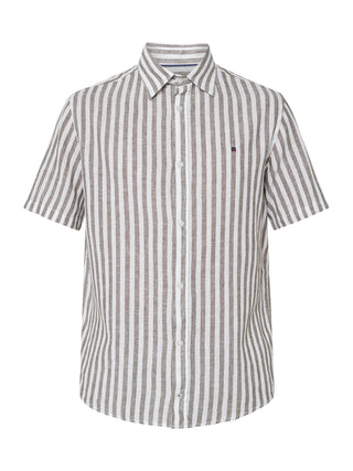 REDGREEN ASGER LINEN SHIRT SS Shirt 1774 Olive Stripe