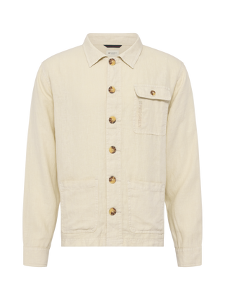 Hvid RedGreen herre-overshirt i let twill med knaplukning, brystlomme med klap og forlomme
