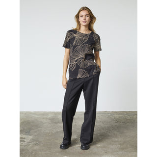 REDGREEN WOMAN Celina T-shirt Short Sleeve Tee 399 Black Pattern