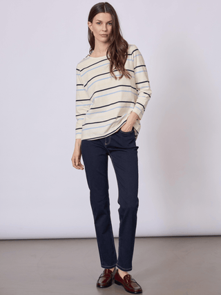 REDGREEN WOMAN Croco T-shirt Short Sleeve Tee 163 Blue Stripe