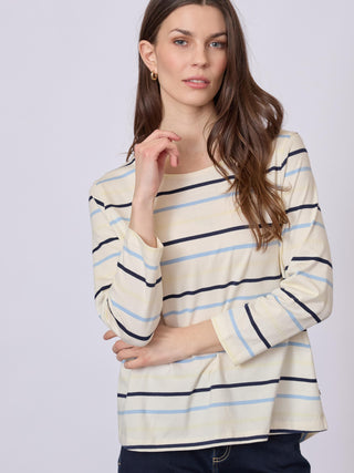 REDGREEN WOMAN Croco T-shirt Short Sleeve Tee 163 Blue Stripe