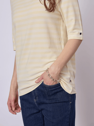 REDGREEN WOMAN Hedy Short Sleeve T-shirt Short Sleeve Tee 130 Yellow Pastel Stripe
