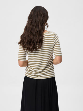 REDGREEN WOMAN Hedy Short Sleeve T-shirt Short Sleeve Tee 174 Khaki Stripe