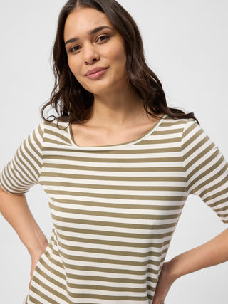 REDGREEN WOMAN Hedy Short Sleeve T-shirt Short Sleeve Tee 174 Khaki Stripe