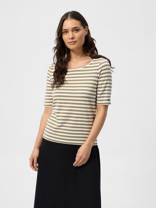 REDGREEN WOMAN Hedy Short Sleeve T-shirt Short Sleeve Tee 174 Khaki Stripe