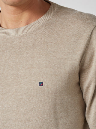 REDGREEN JULIAN O-NECK COTTON KNIT Knit 4221 Sand Melange 16-1105 TCX